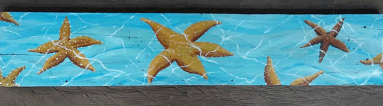 Starfish painting on driftwood - Island Art by Yotigo